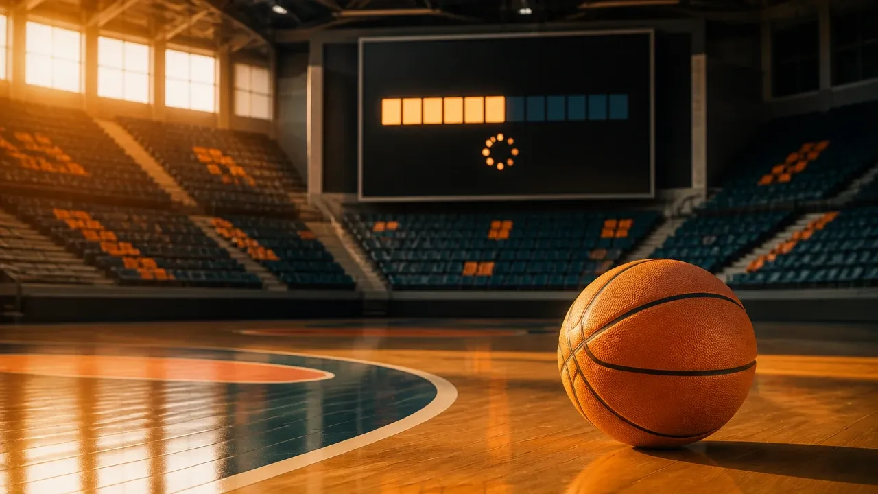 Sporthalle im Abendlicht