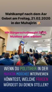 Bürgerschaftswahlkampf in der Muhajirin Moschee
