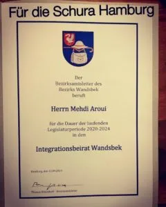 Mehdi Aroui, Integrationsbeirat Hamburg-Wandsbek
